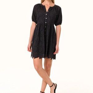 Lovestitch Short Puff Sleeve Mini Eyelet Dress